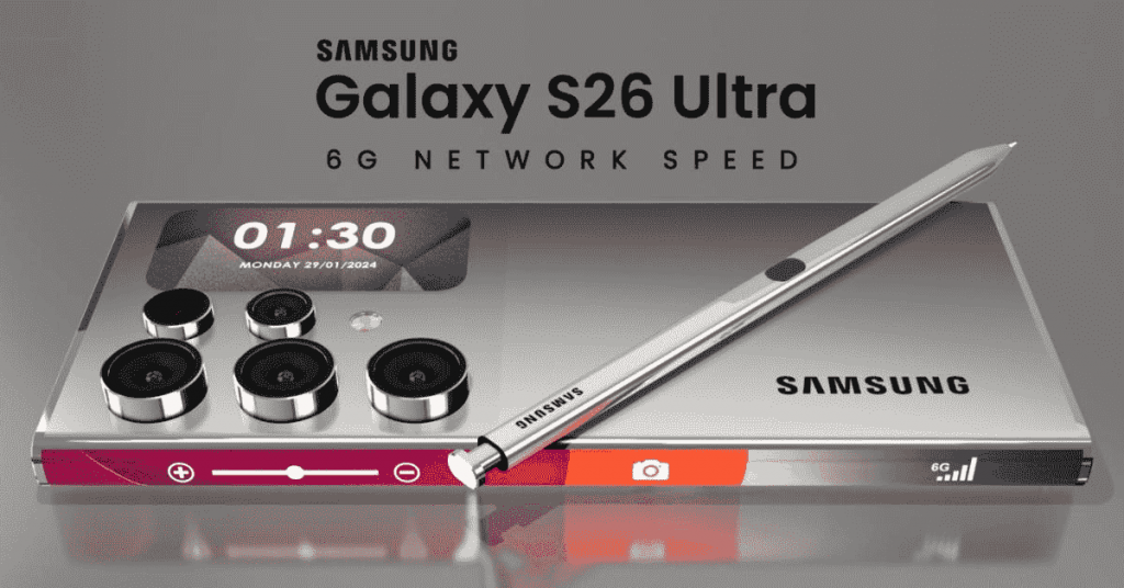 Especificaciones del Samsung Galaxy S26 Ultra Max: 24 GB de RAM, batería de 10500 mAh.